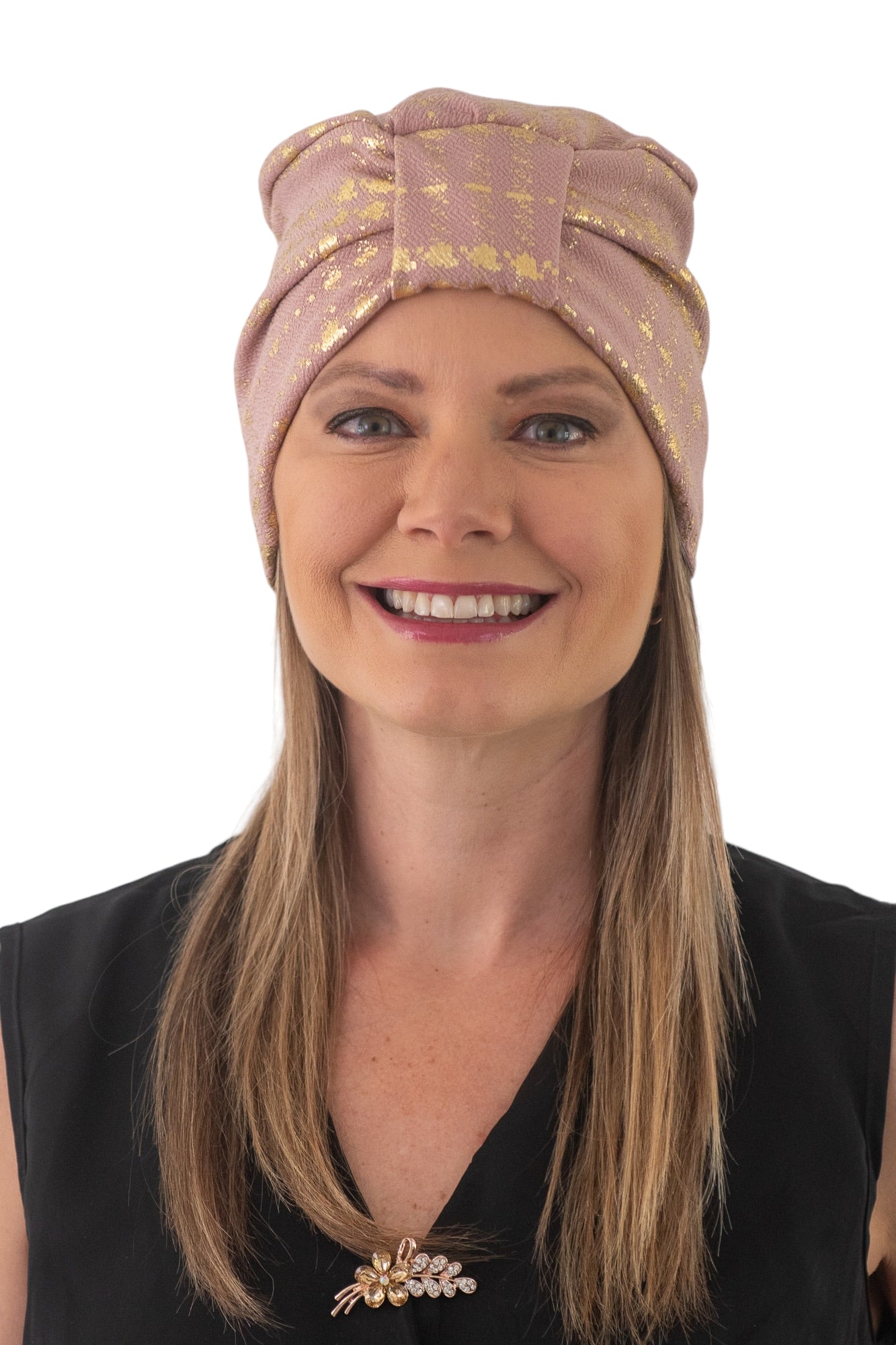 Turbante nude con dorado color rosa