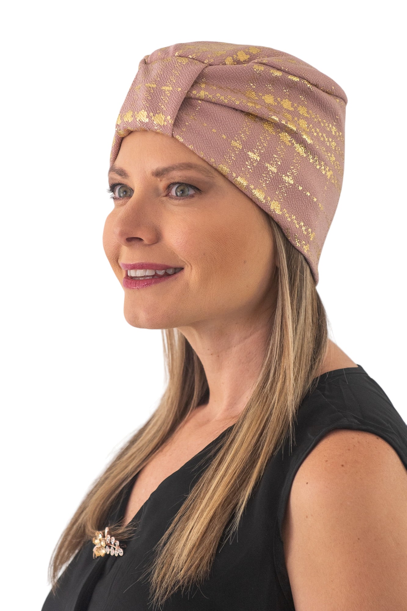 Turbante nude con dorado color rosa