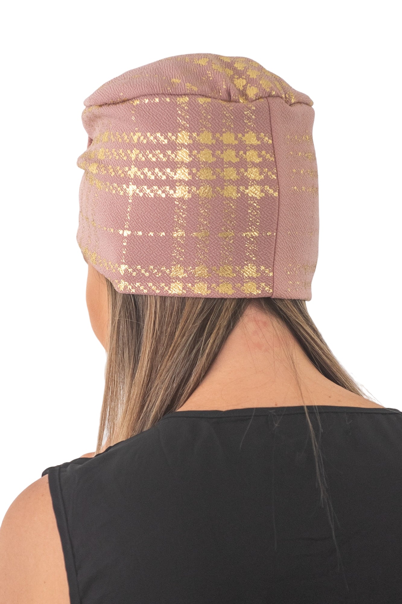 Turbante nude con dorado color rosa