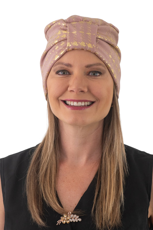 Turbante nude con dorado color rosa