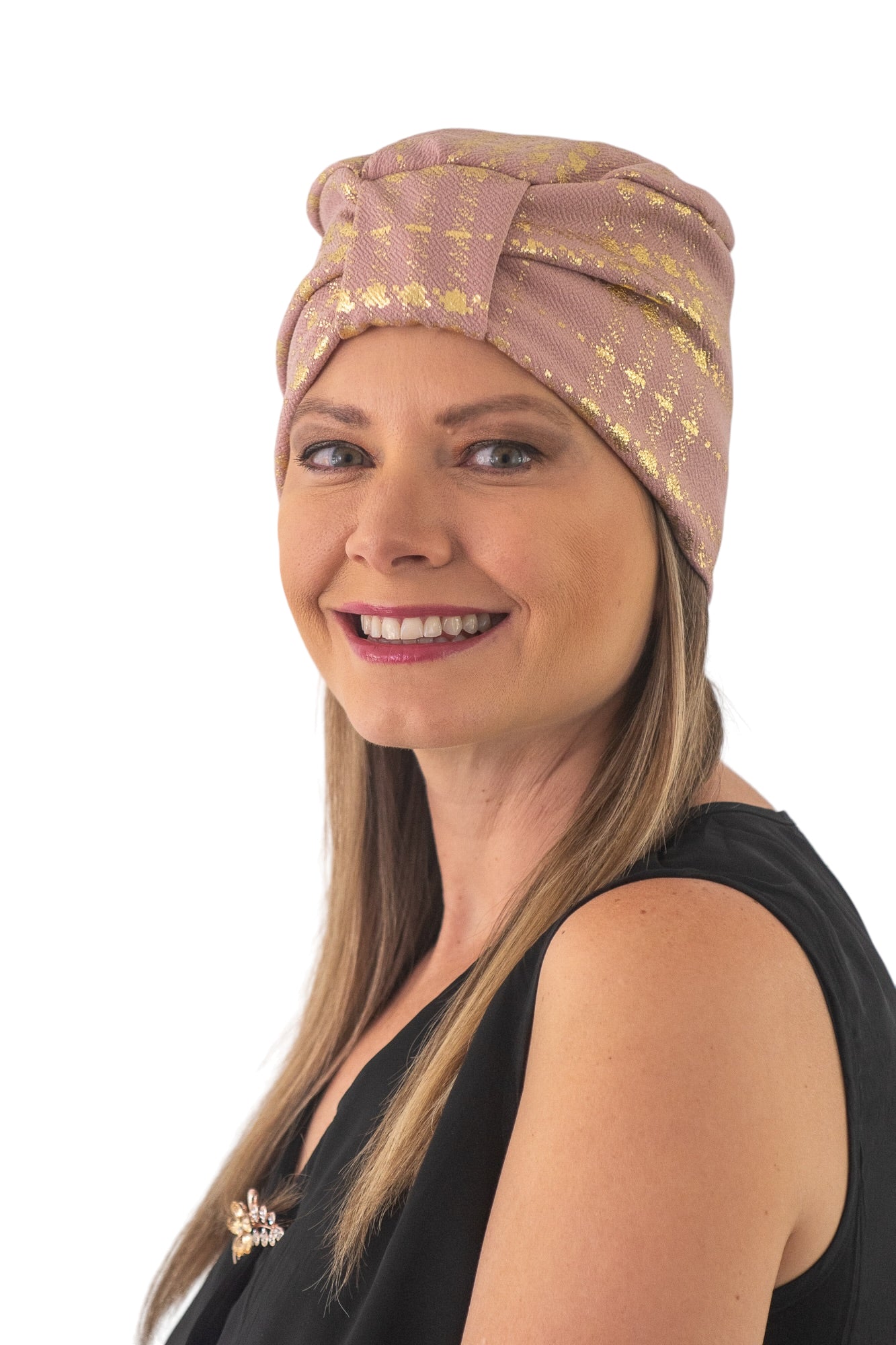 Turbante nude con dorado color rosa