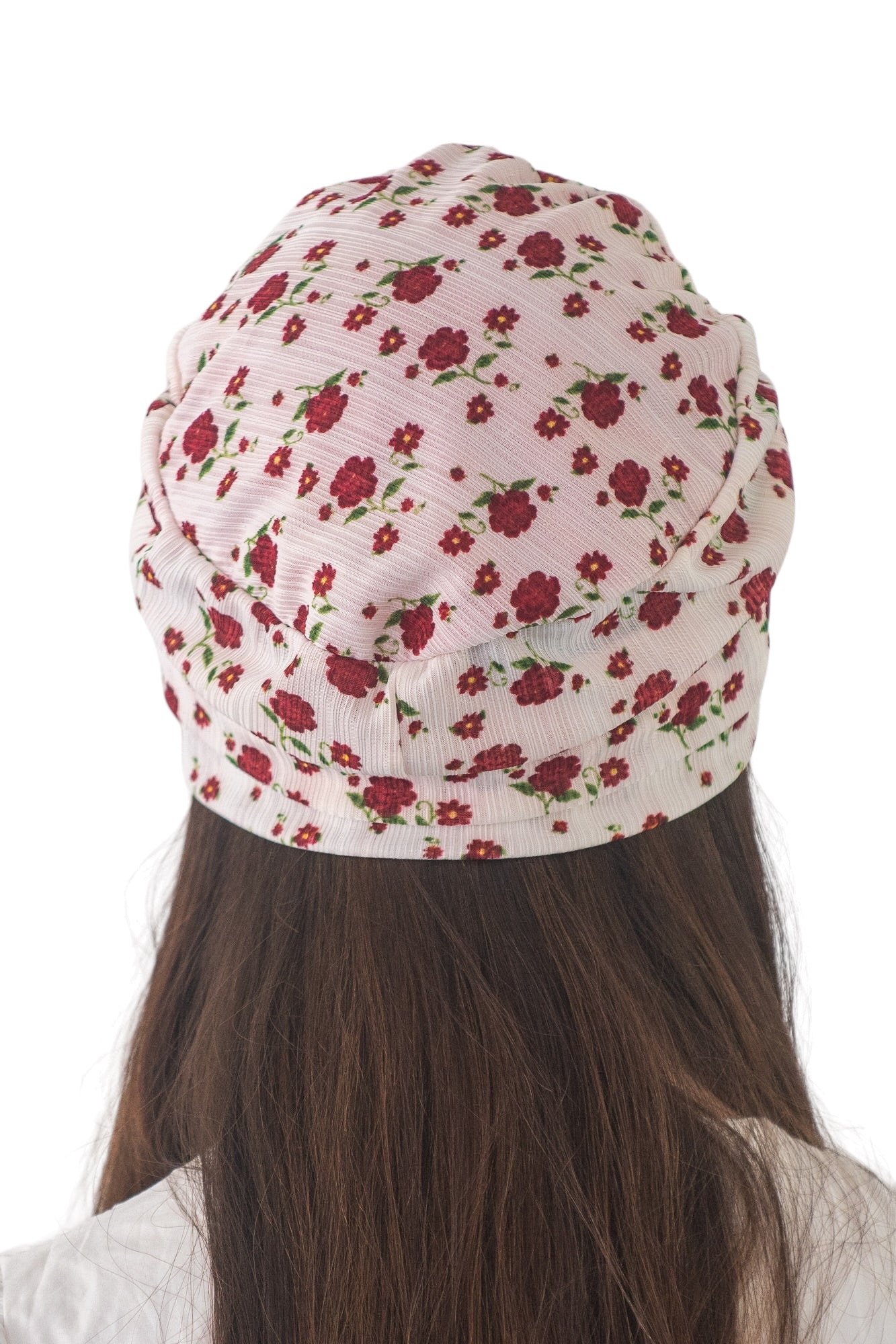 Turbante blanco con rosas