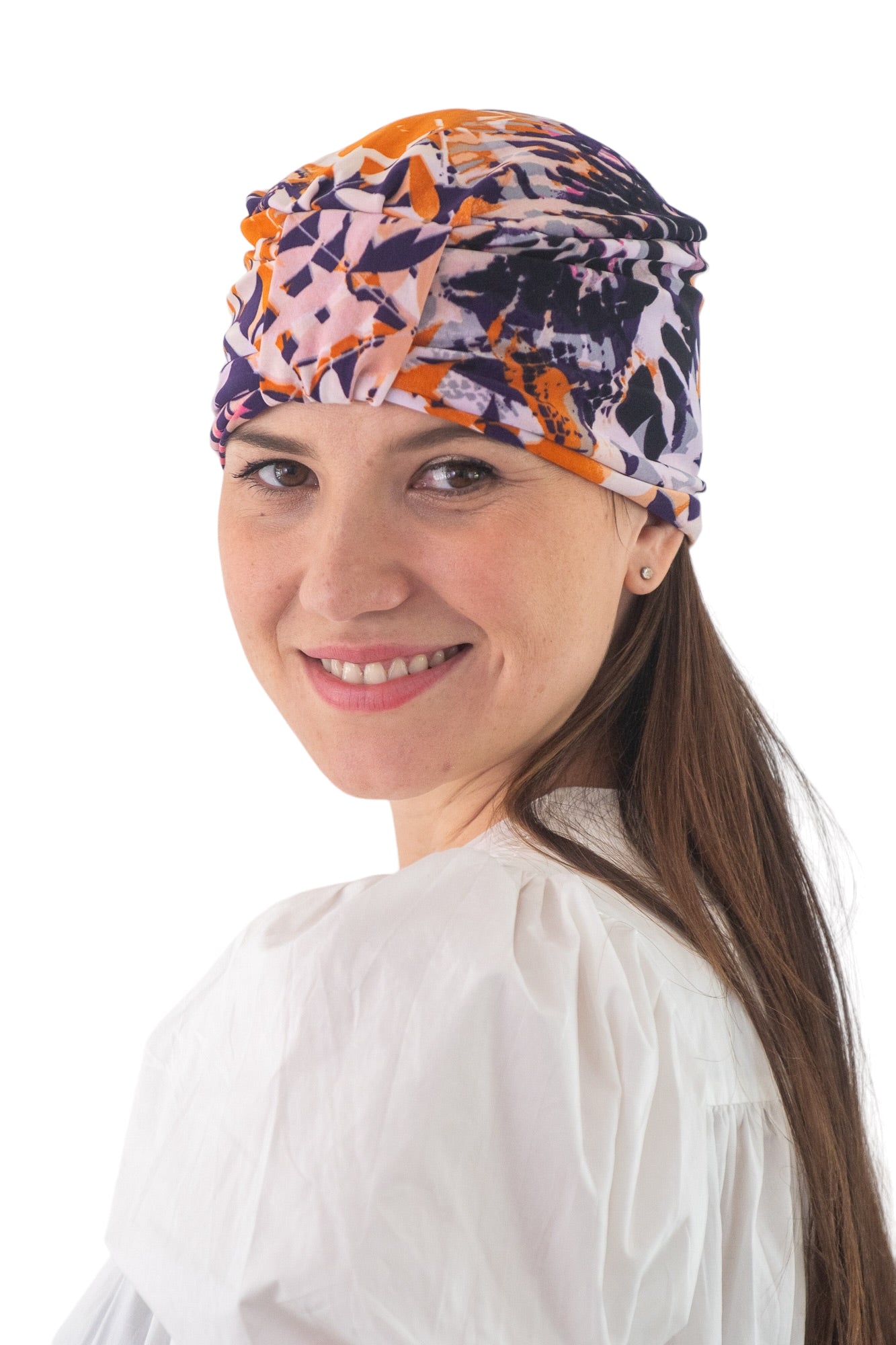 Turbante flores naranja