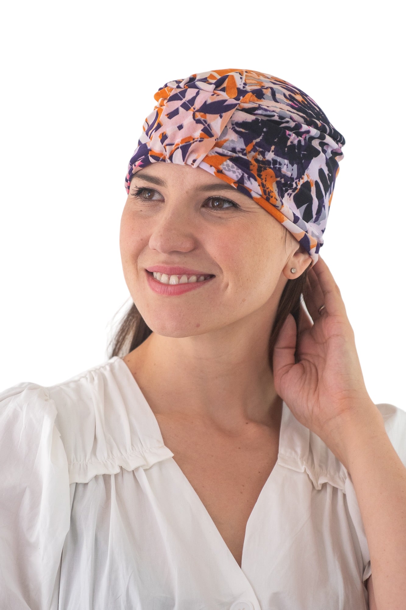 Turbante flores naranja