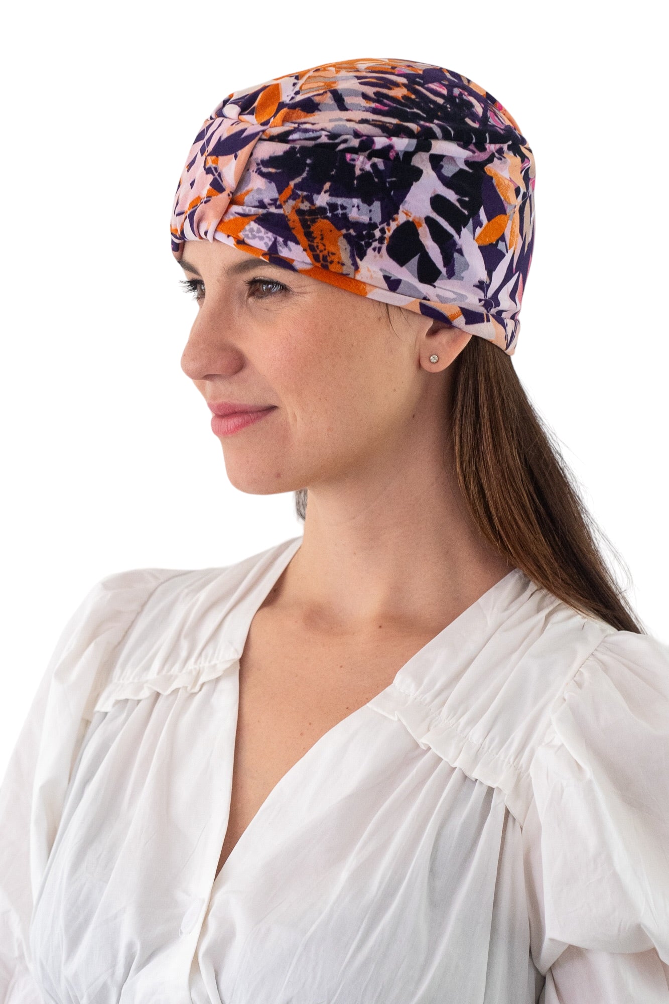 Turbante flores naranja