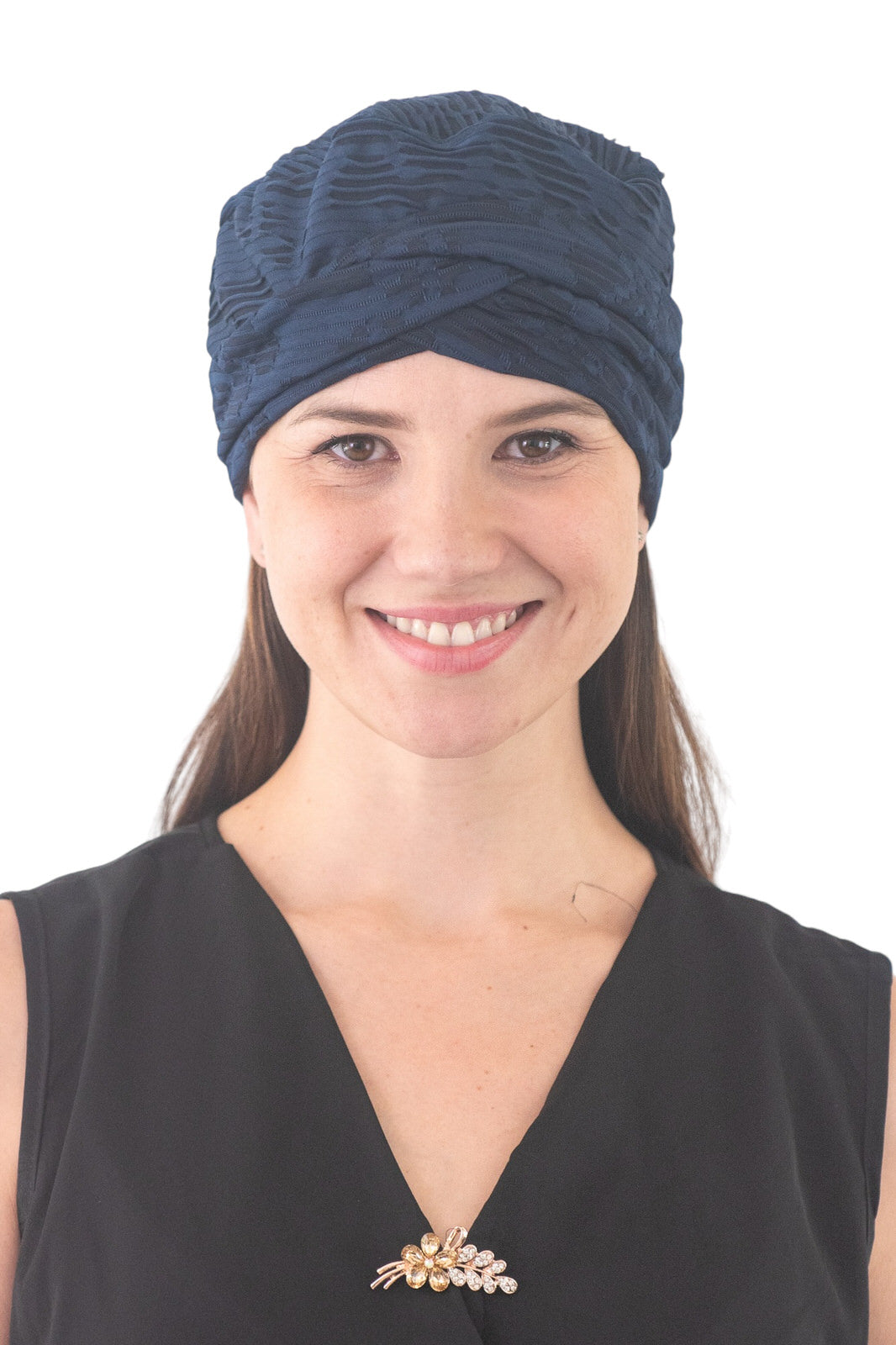 Turbante cruzado lycra de algodón azul