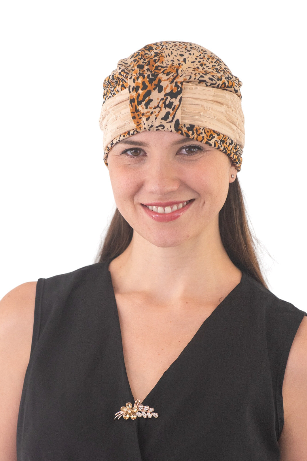 Turbante animal print con pañuelo