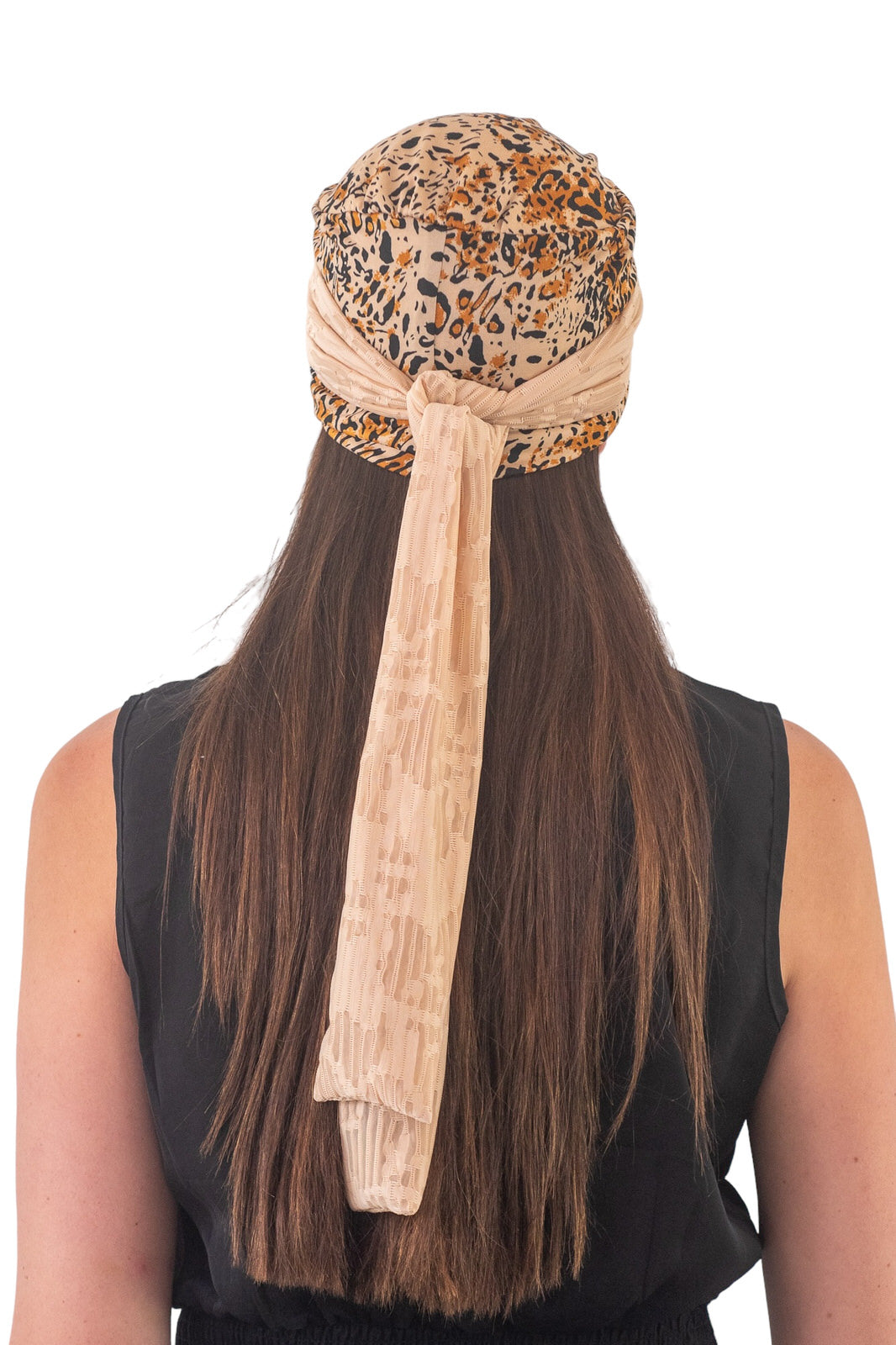 Turbante animal print con pañuelo