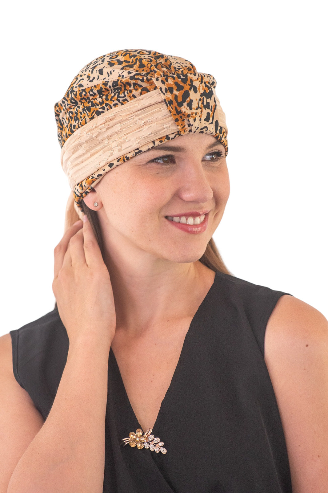 Turbante animal print con pañuelo