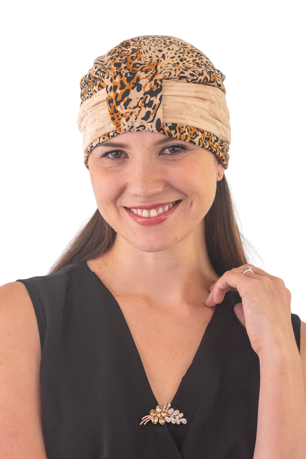 Turbante animal print con pañuelo