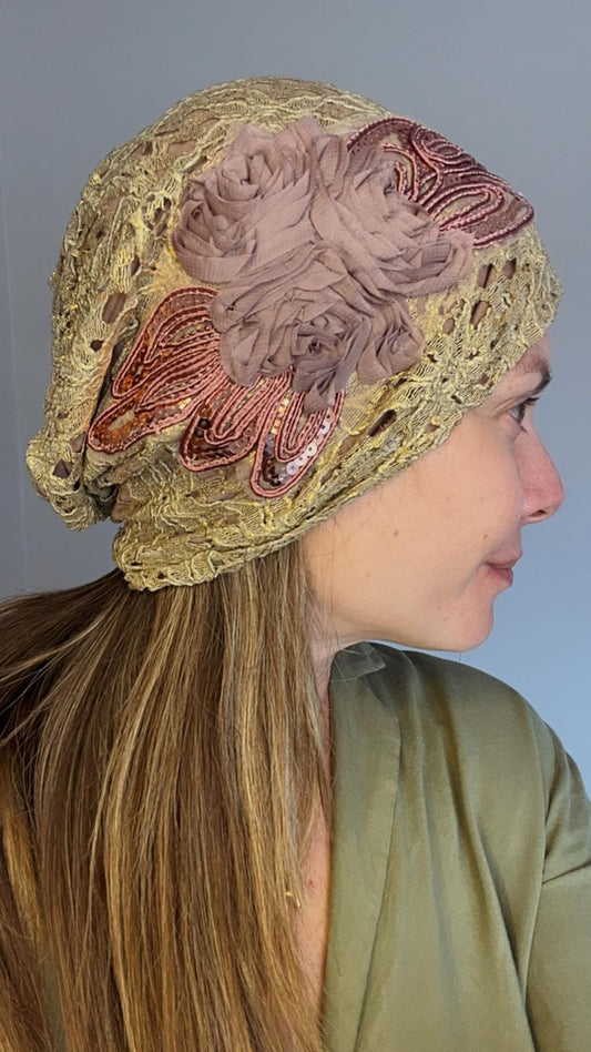 Turbante Flores Doradas