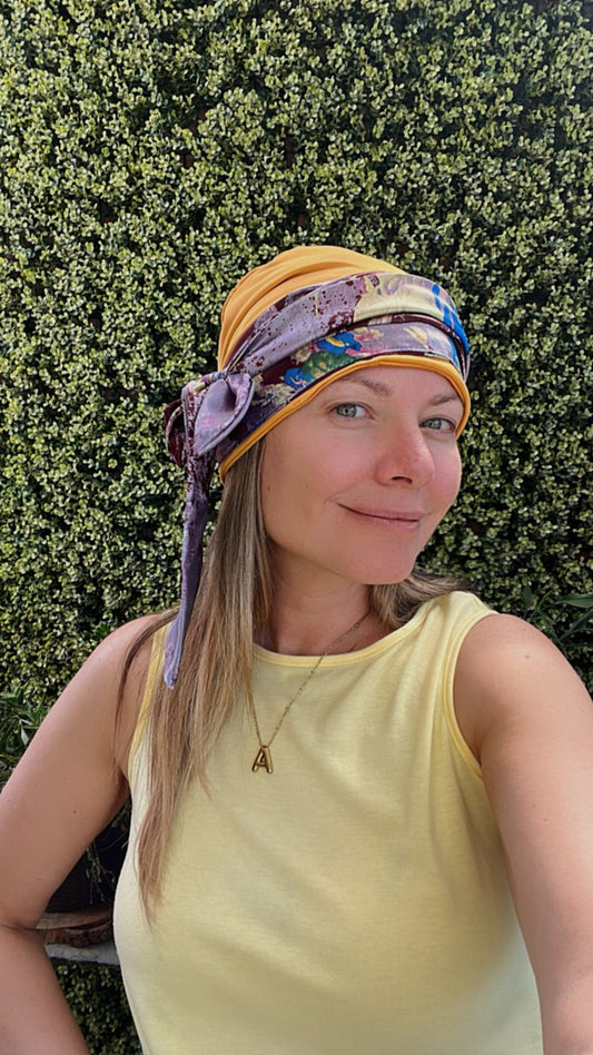 Turbante Tiras Largas Amarillo Mostaza